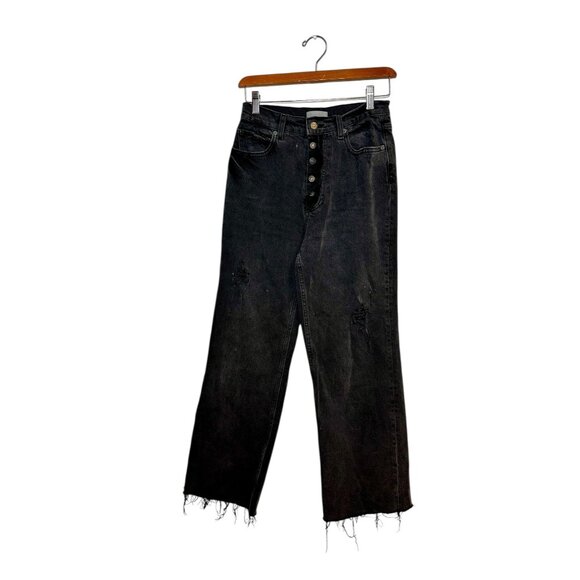 Boyish “Mikey” High-Rise Wide-Leg Jeans • Raw Hem Black Wash • Size 26 - Picture 2 of 13